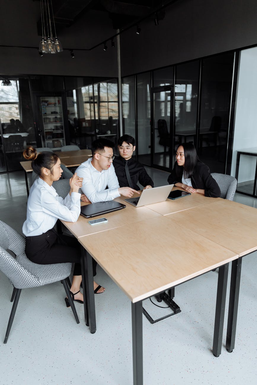 Professional consulting team discussing strategy